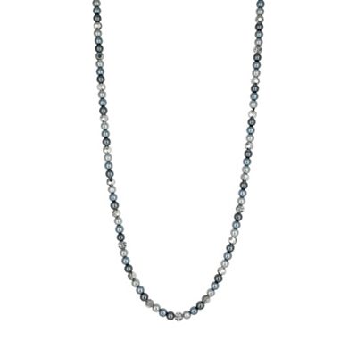 Grey tonal pearl and bead long necklace